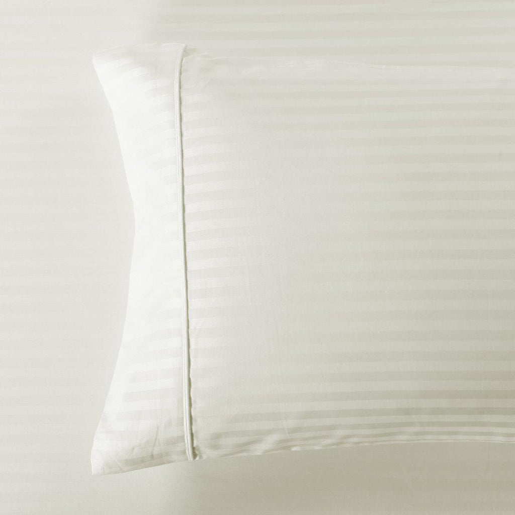 Damask Stripe 600 Thread Count Pillowcases (Pair)-Royal Tradition-Standard Pillowcases Pair-Ivory-Egyptian Linens